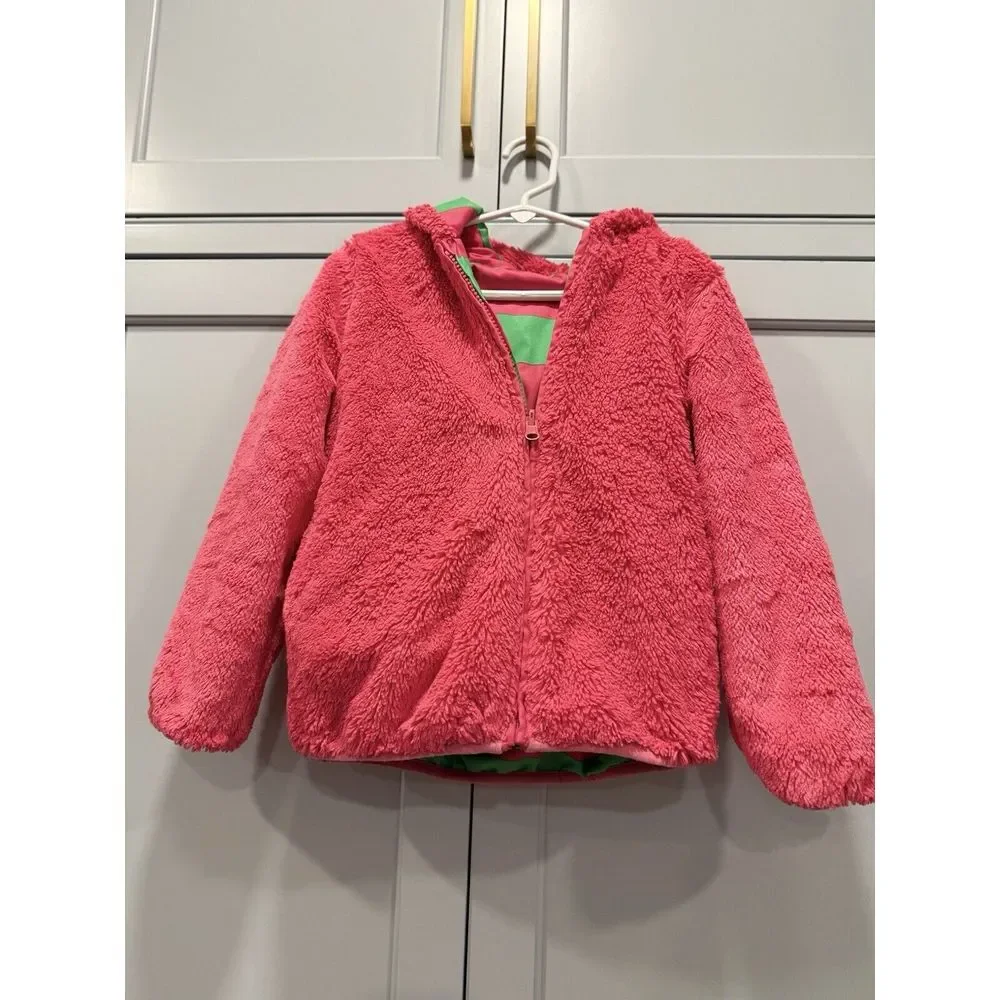 VTG Hanna‎ Andersson Reversible 110 Puffer Sherpa minky Jacket Coat retro 80s